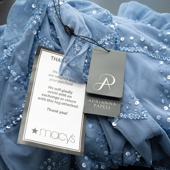 Adrianna Papell -  Beaded Blouson Gown With Flutter Sleeves - Picture 9 of 15